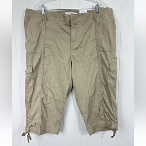 NWT Sonoma Womens Sz 22W Plus Beige Mid Rise Capri Cargo Pants Straight